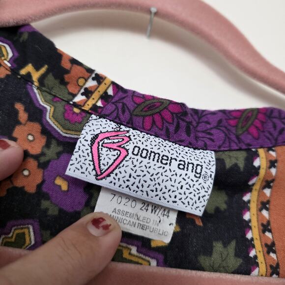 Vintage Patchwork Floral Bohemian Hippie Blouse Women 24W 70s Paisley Multicolor - Picture 7 of 10